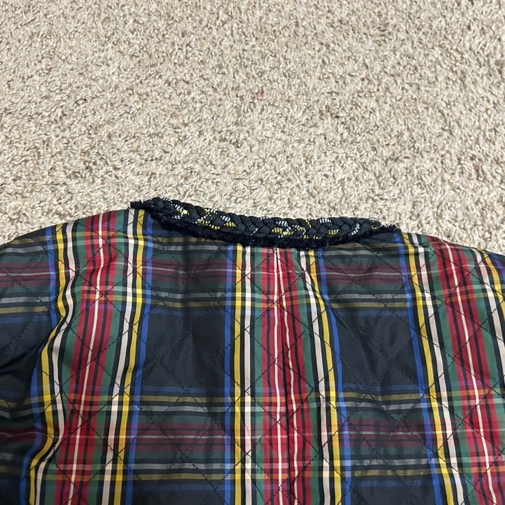 J. Crew Women's Quilted Lady Jacket Size 2 Stewart Plaid Braided Trim Holiday - Picture 9 of 15